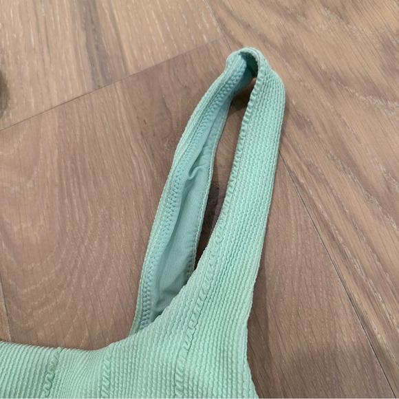 AERIE Crinkle Cut Out Scoop Bikini Top Mist Green Swim Beach Beachy Summer Boho - Picture 4 of 8